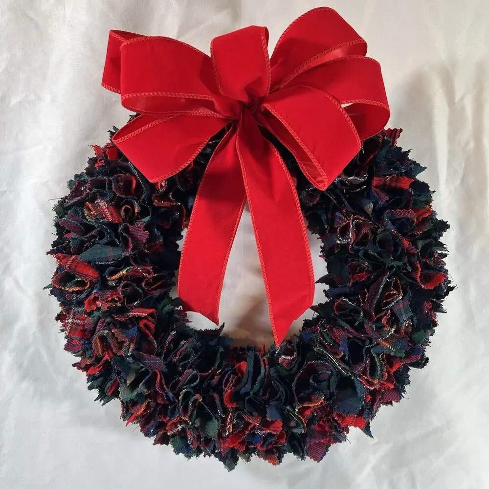 Vintage Pendleton 100% Wool Shirt Skirt made into Christmas Wreath Plaid Tartan